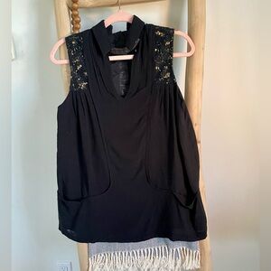 Maison Mayle black and gold embroidered blouse